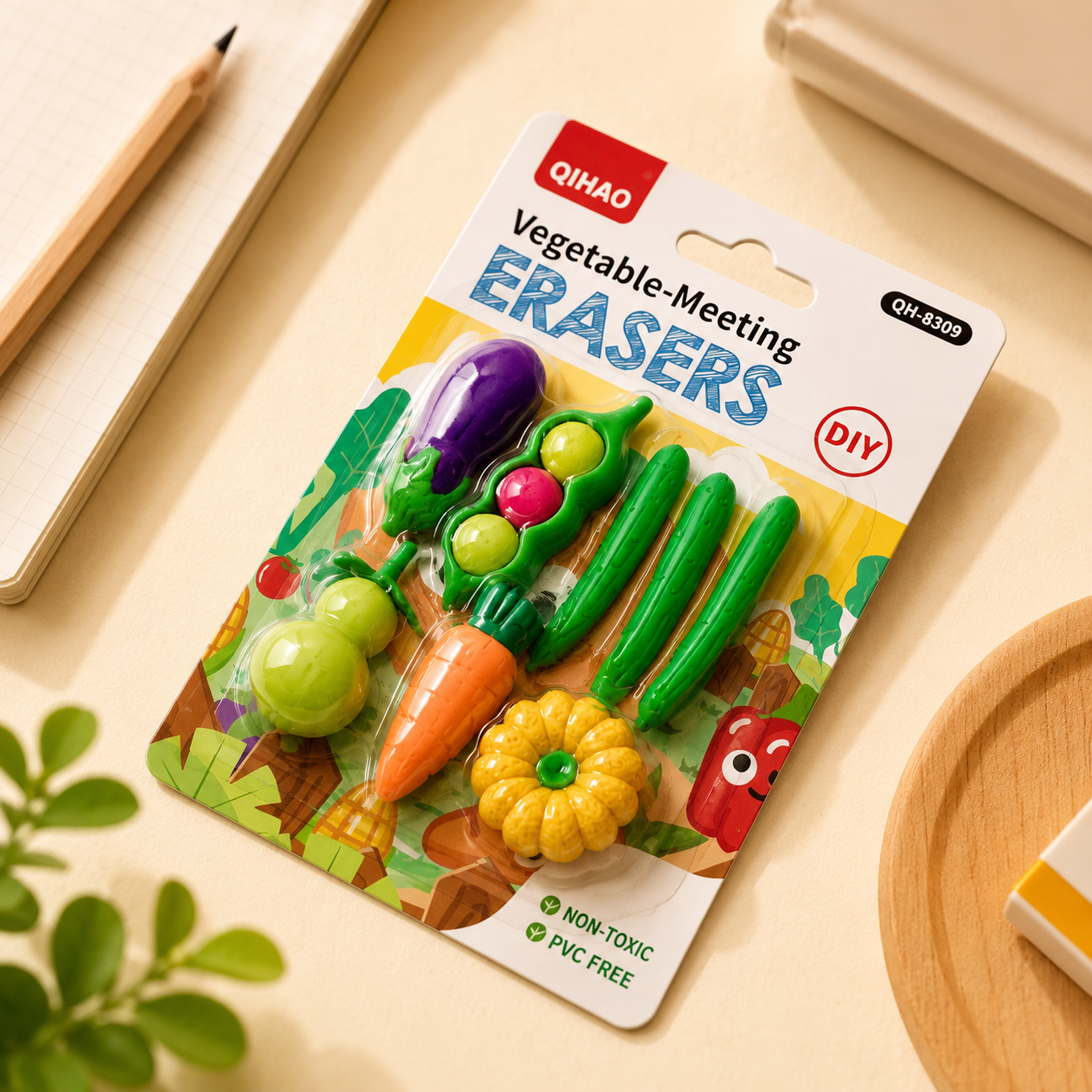 Vegetable-Meeting 3D Puzzle Eraser Set (12-Piece Pack)