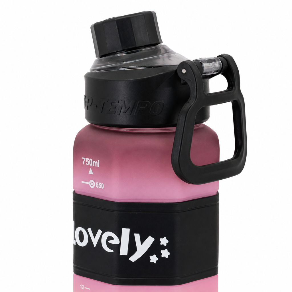 600ml Matte Finish Bottle – Black & Pink