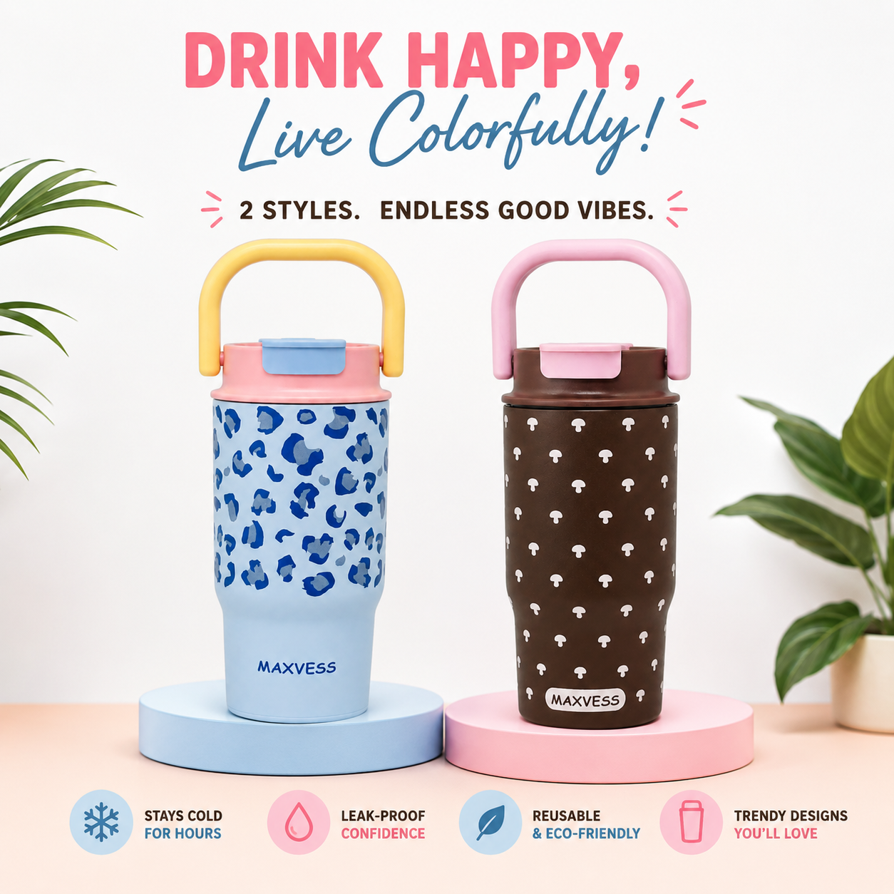 600ml Blue Leopard 2-in-1 Insulated Tumbler