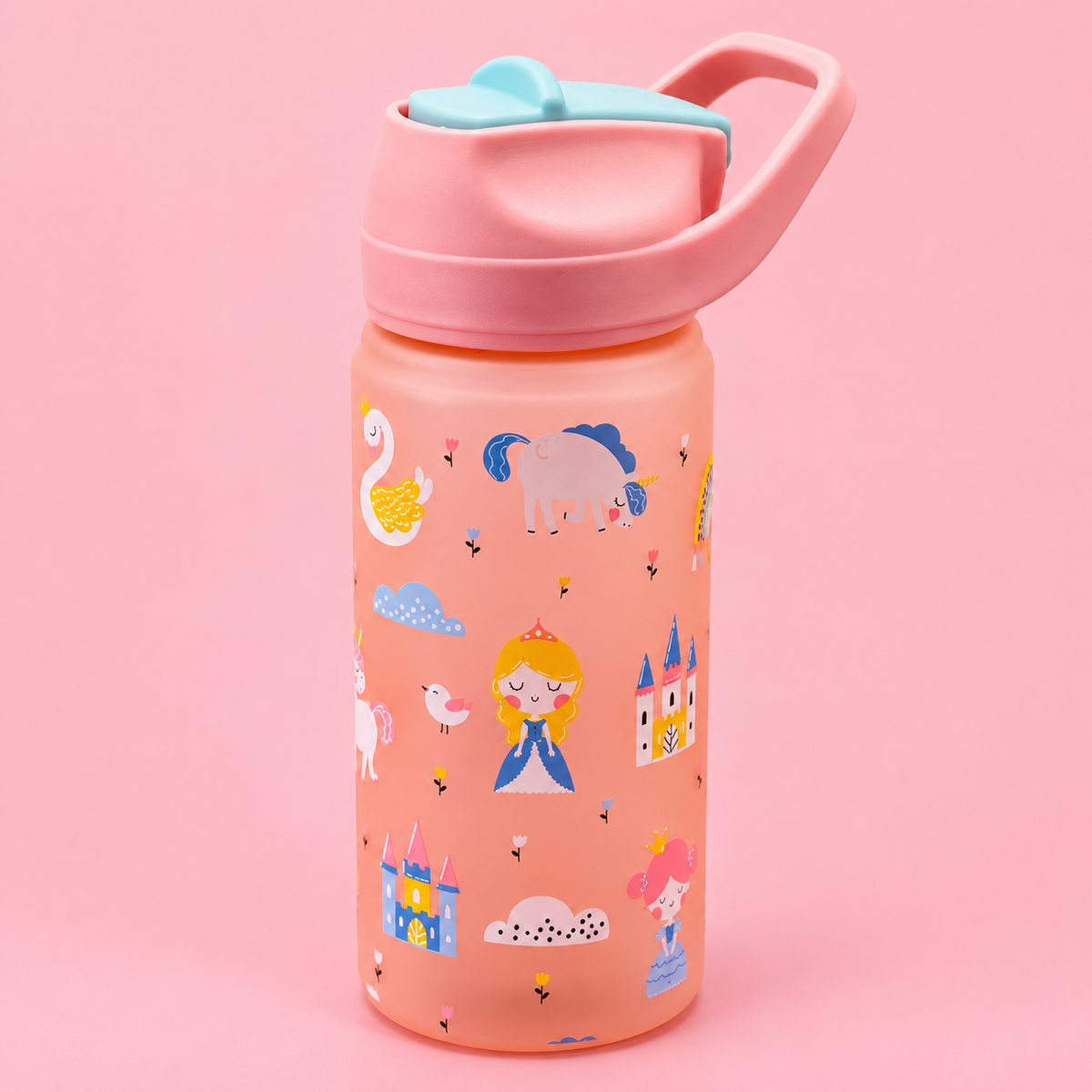 600ml Matte Finish Kids Straw Water Bottle – 4 Playful Themes