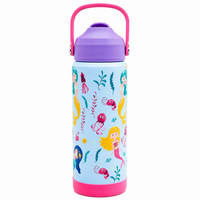600ml Mermaid Theme Stainless Steel Insulated Bottle for Kids – Sky Blue & Purple