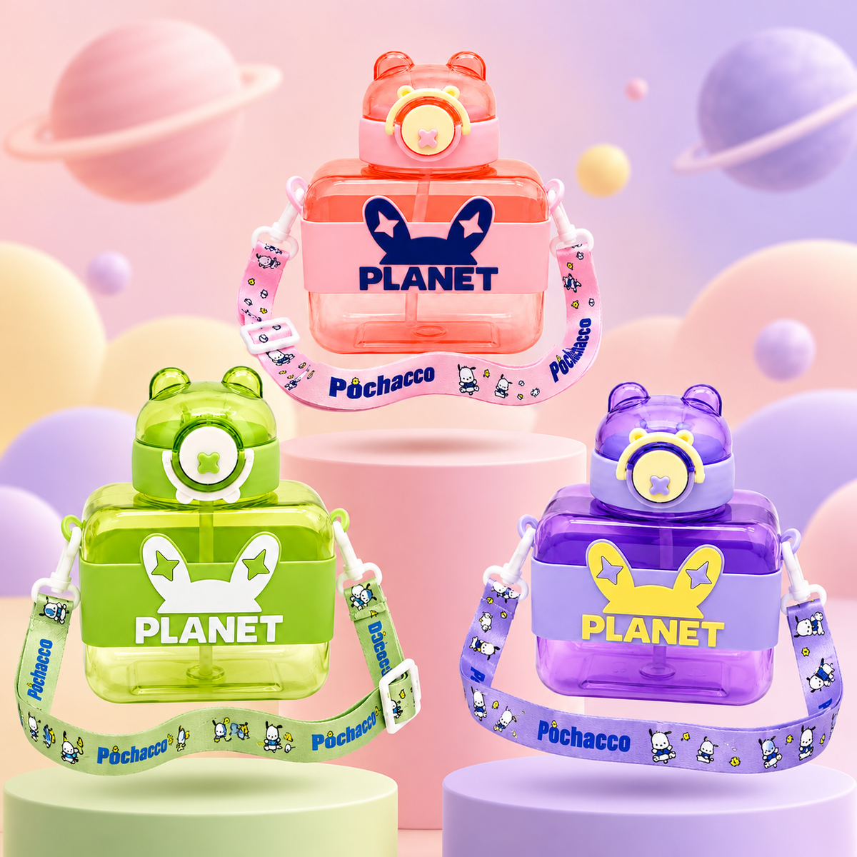 600ml Planet Kids Sipper Bottle with Strap