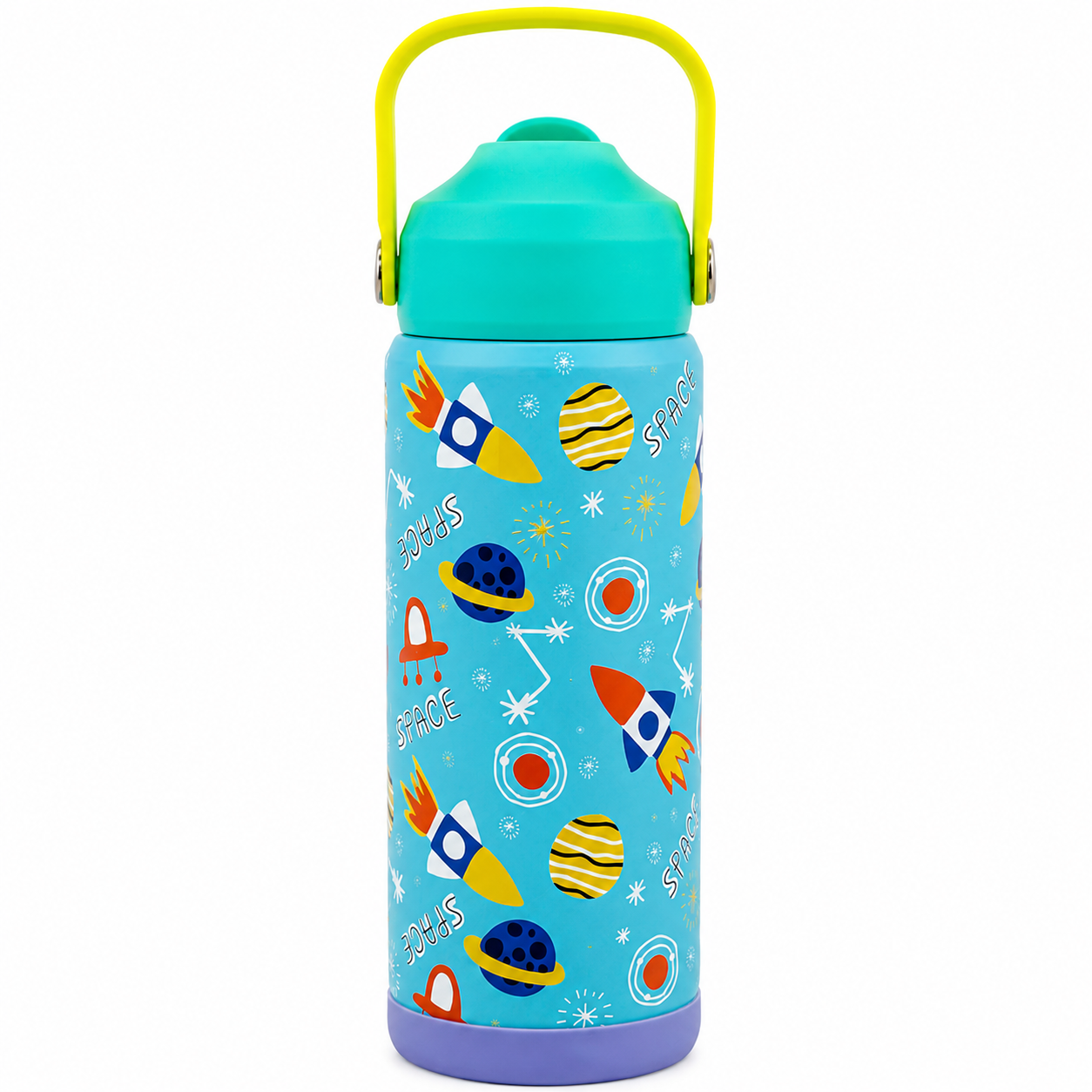 600ml Space Theme Stainless Steel Insulated Bottle for Kids – Sky Blue