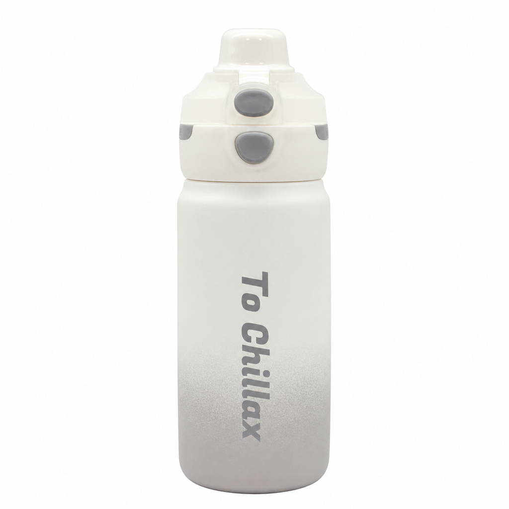 600ml Chillax Insulated Bottle – White & Grey