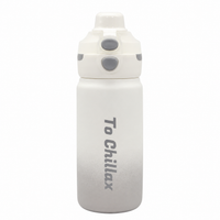 600ml Chillax Insulated Bottle – White & Grey