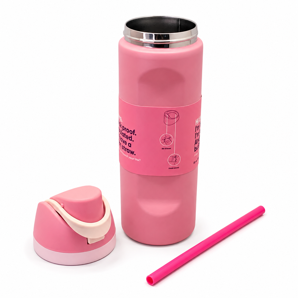 710ml 2-in-1 Insulated Stainless Steel Bottle with Straw & Spout – Blush Pink