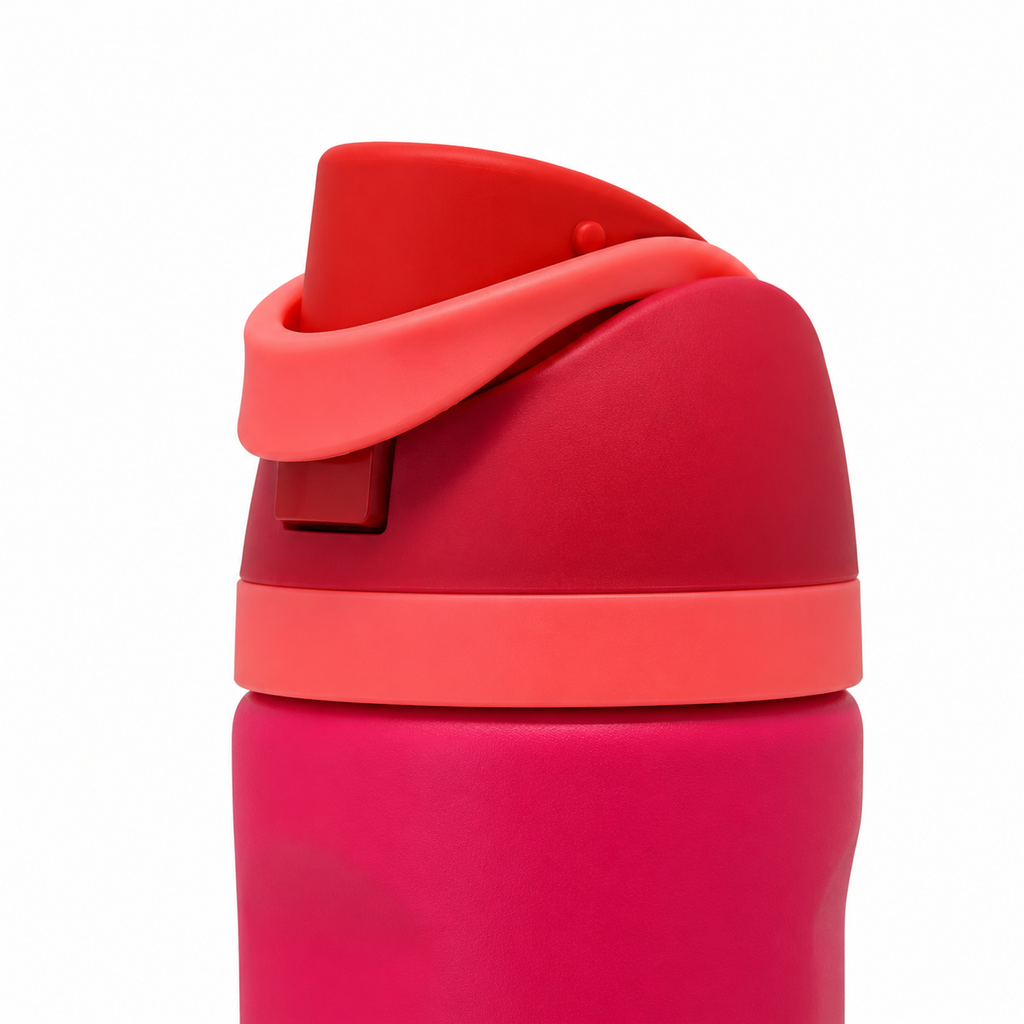 710ml 2-in-1 Insulated Stainless Steel Bottle with Straw & Spout – Cherry Red