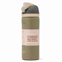 710ml 2-in-1 Insulated Stainless Steel Bottle with Straw & Spout – Olive Khaki