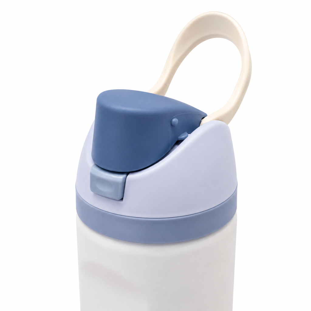 710ml 2-in-1 Insulated Stainless Steel Bottle with Straw & Spout – White & Sky Blue
