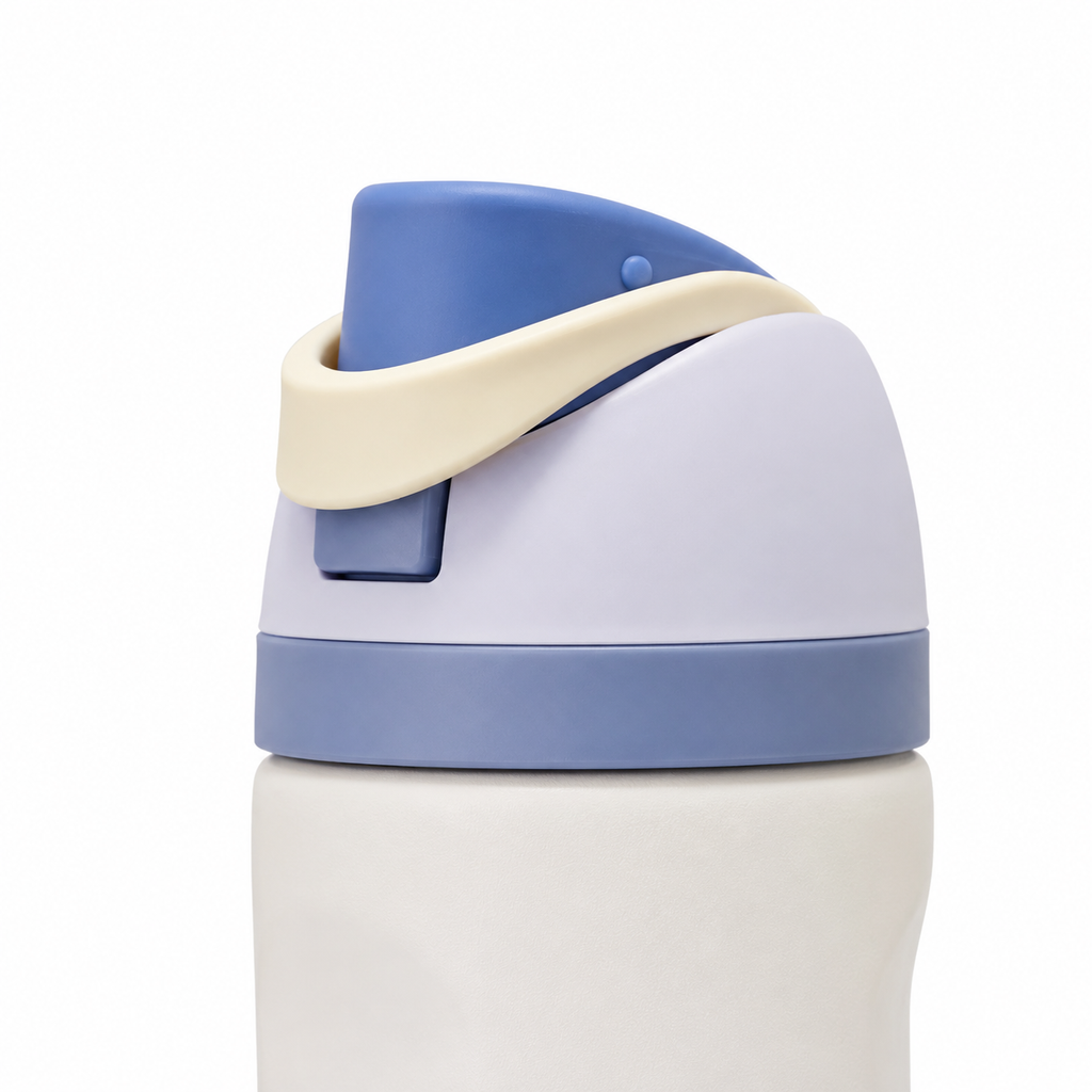 710ml 2-in-1 Insulated Stainless Steel Bottle with Straw & Spout – White & Sky Blue