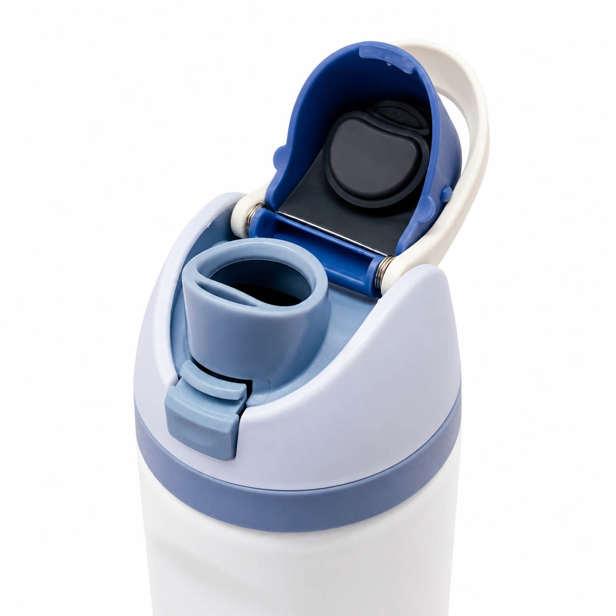 710ml 2-in-1 Insulated Stainless Steel Bottle with Straw & Spout – White & Sky Blue