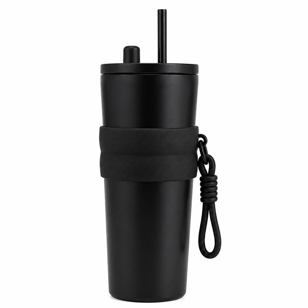 710ml Insulated Steel Sipper – Charcoal Black