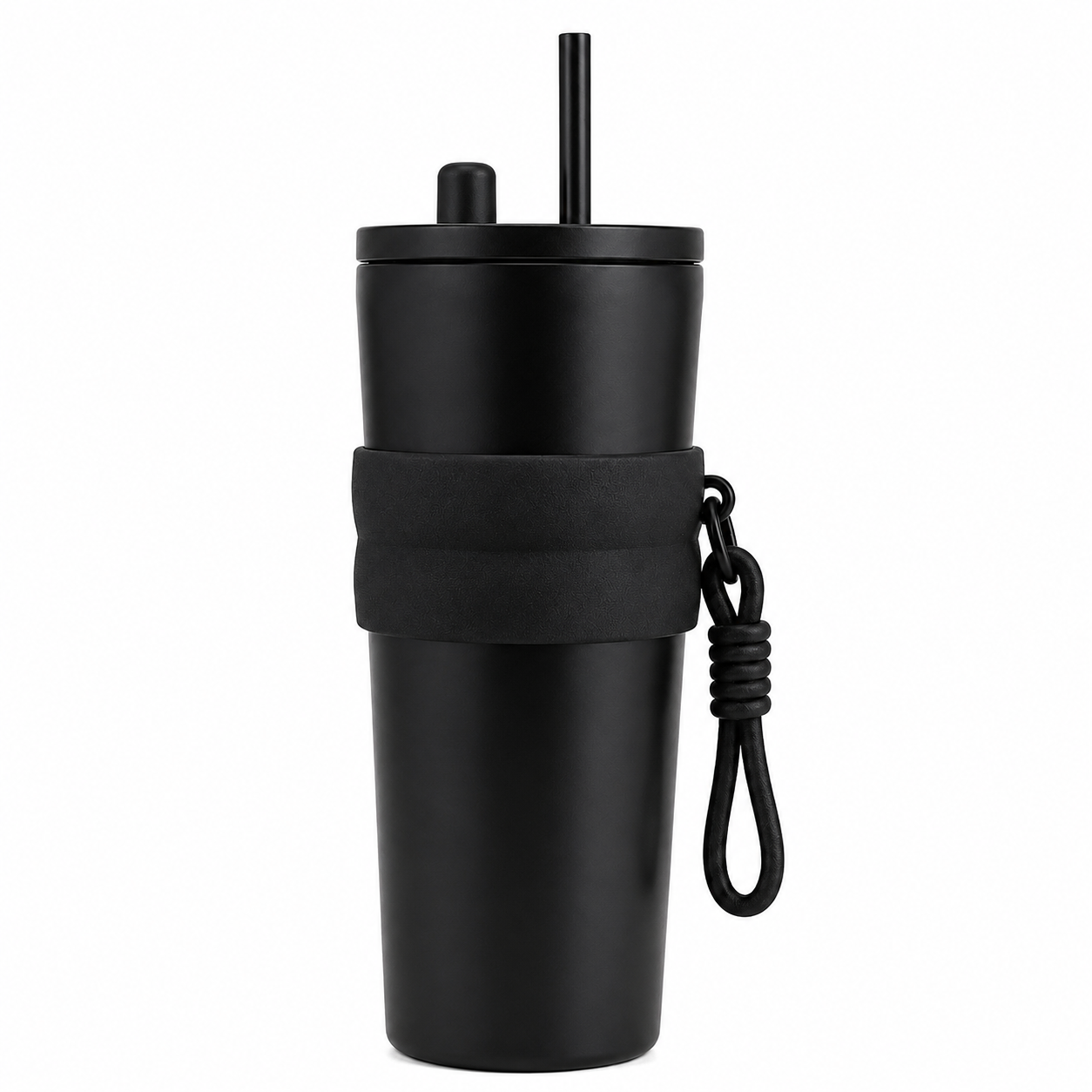 710ml Insulated Steel Sipper – Charcoal Black