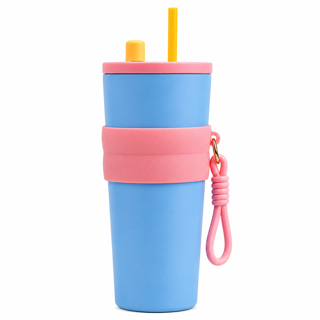 710ml Insulated Steel Sipper – Sky Blue & Pink