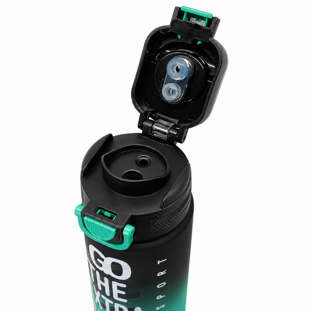 800ml 2-in-1 Straw & Spout Sports Sipper Bottle – Black & Teal