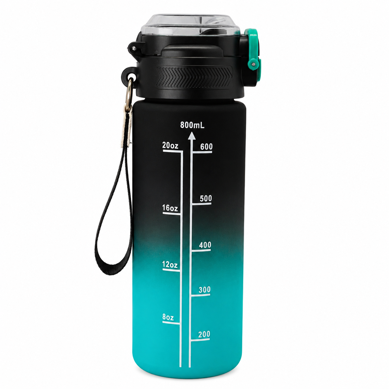 800ml 2-in-1 Straw & Spout Sports Sipper Bottle – Black & Teal