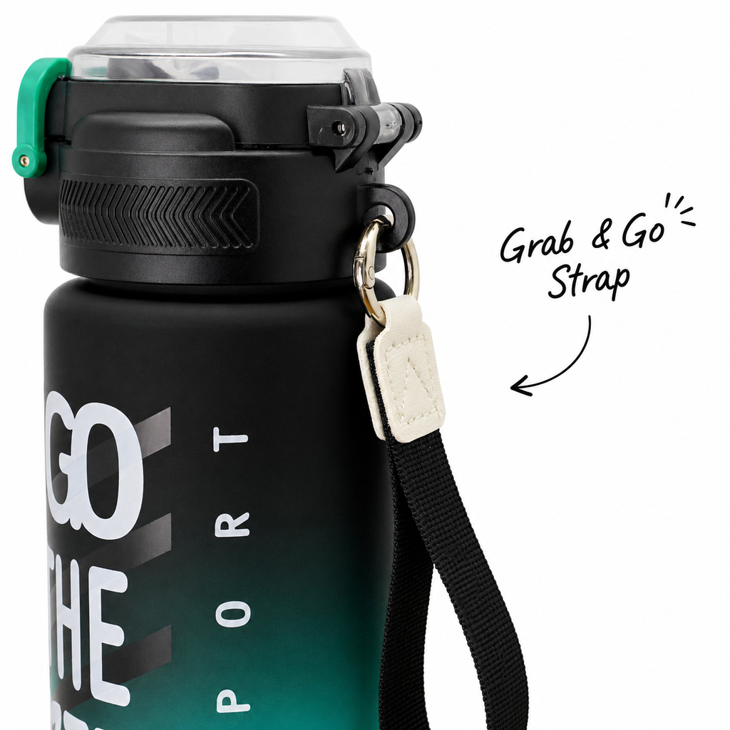 800ml 2-in-1 Straw & Spout Sports Sipper Bottle – Black & Teal