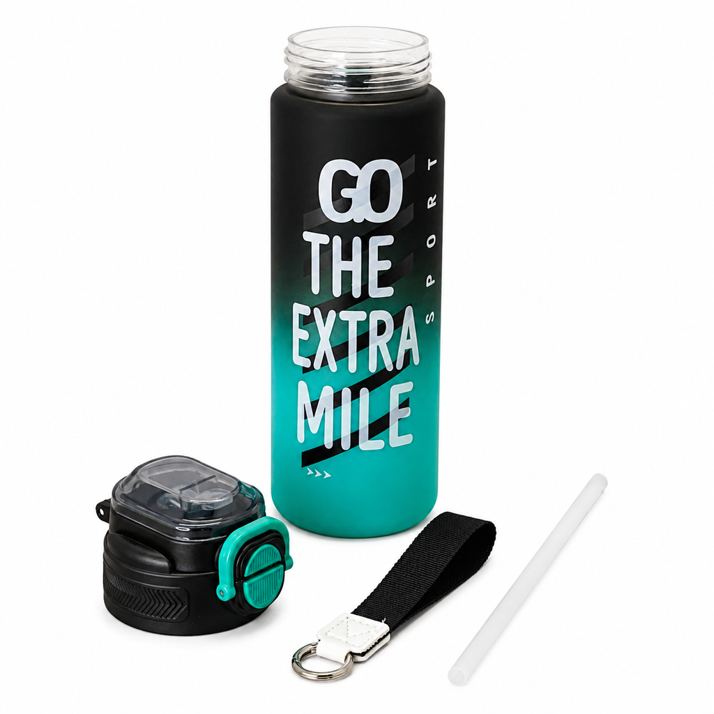 800ml 2-in-1 Straw & Spout Sports Sipper Bottle – Black & Teal