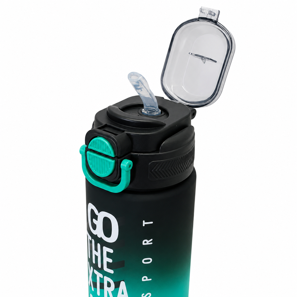 800ml 2-in-1 Straw & Spout Sports Sipper Bottle – Black & Teal