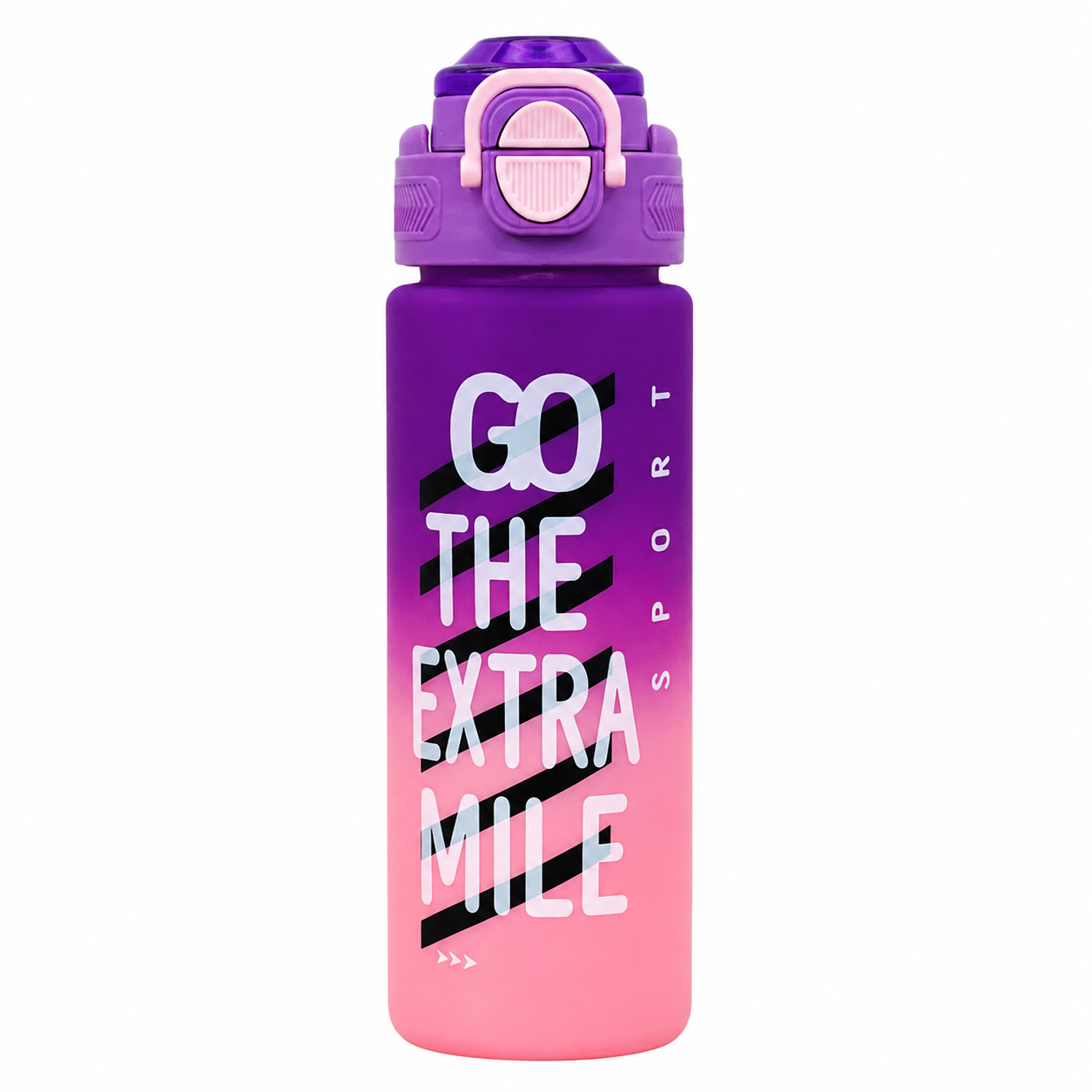 800ml Matt Finished Plastic Sports Sipper Bottle with Straw – Purple & Pink
