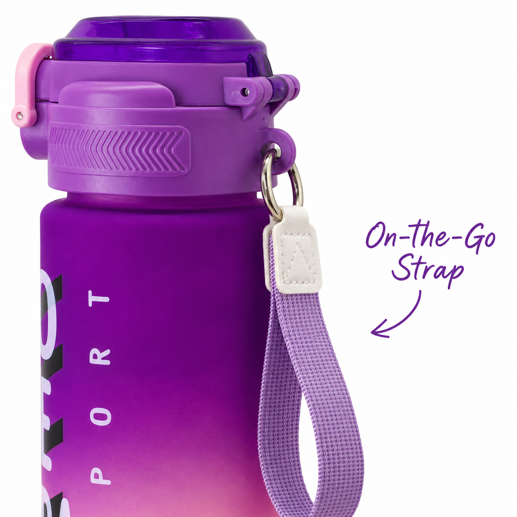 800ml Matt Finished Plastic Sports Sipper Bottle with Straw – Purple & Pink