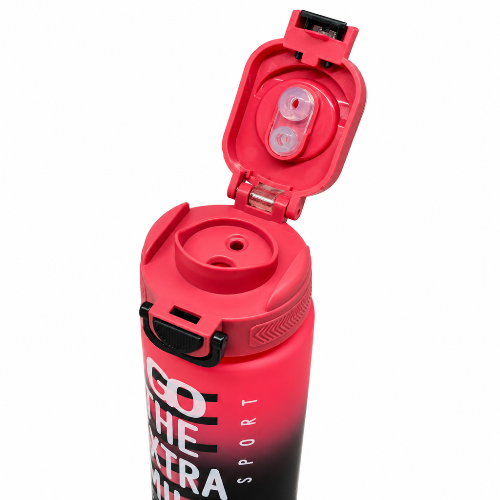 800ml 2-in-1 Straw & Spout Sports Sipper Bottle – Red & Black