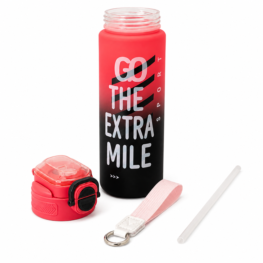 800ml 2-in-1 Straw & Spout Sports Sipper Bottle – Red & Black