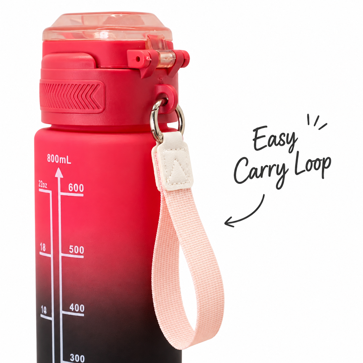 800ml 2-in-1 Straw & Spout Sports Sipper Bottle – Red & Black