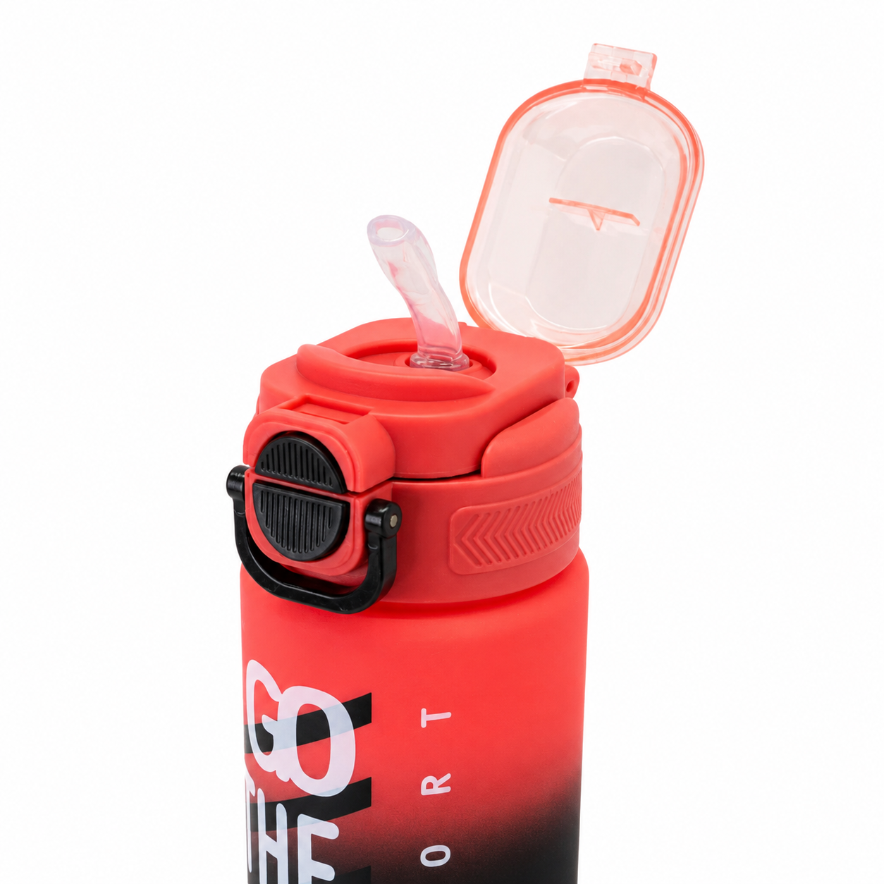 800ml 2-in-1 Straw & Spout Sports Sipper Bottle – Red & Black