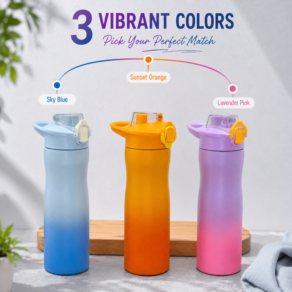 800ml Stainless Steel Sports Bottle – Sunset Orange