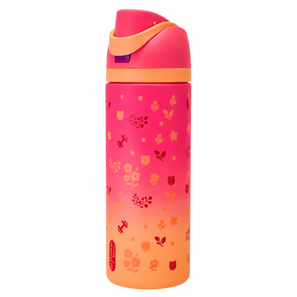 850ml 2-in-1 Straw & Spout Drinking Bottle – Coral Pink & Peach