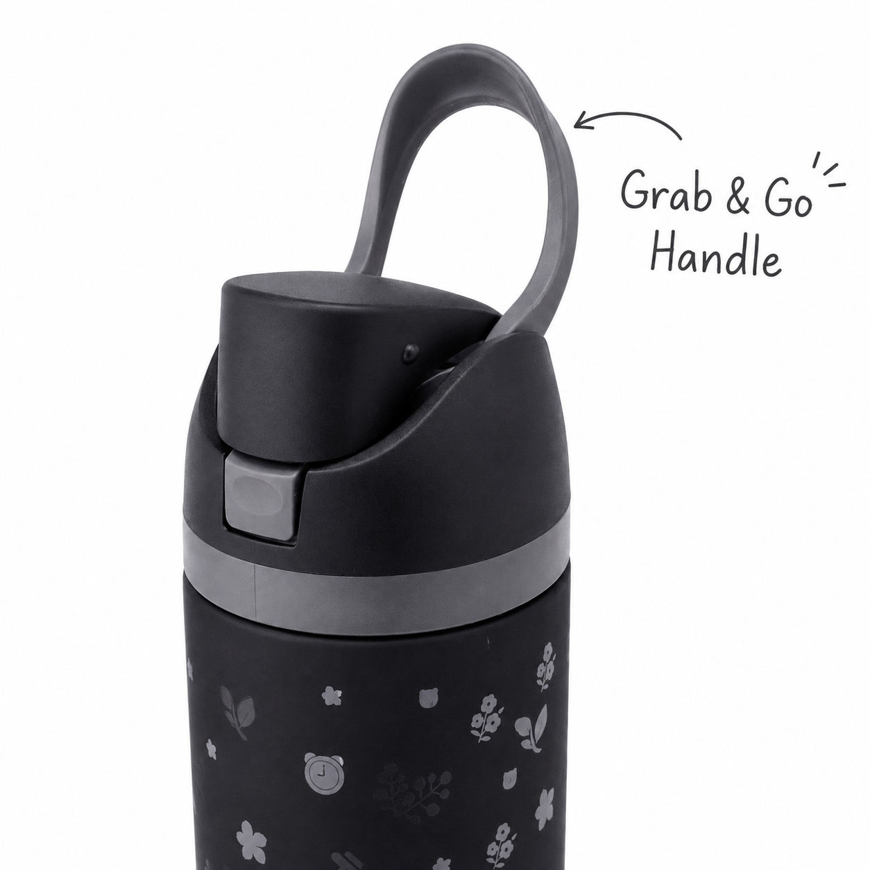 850ml 2-in-1 Straw & Spout Drinking Bottle – Matte Black & Grey