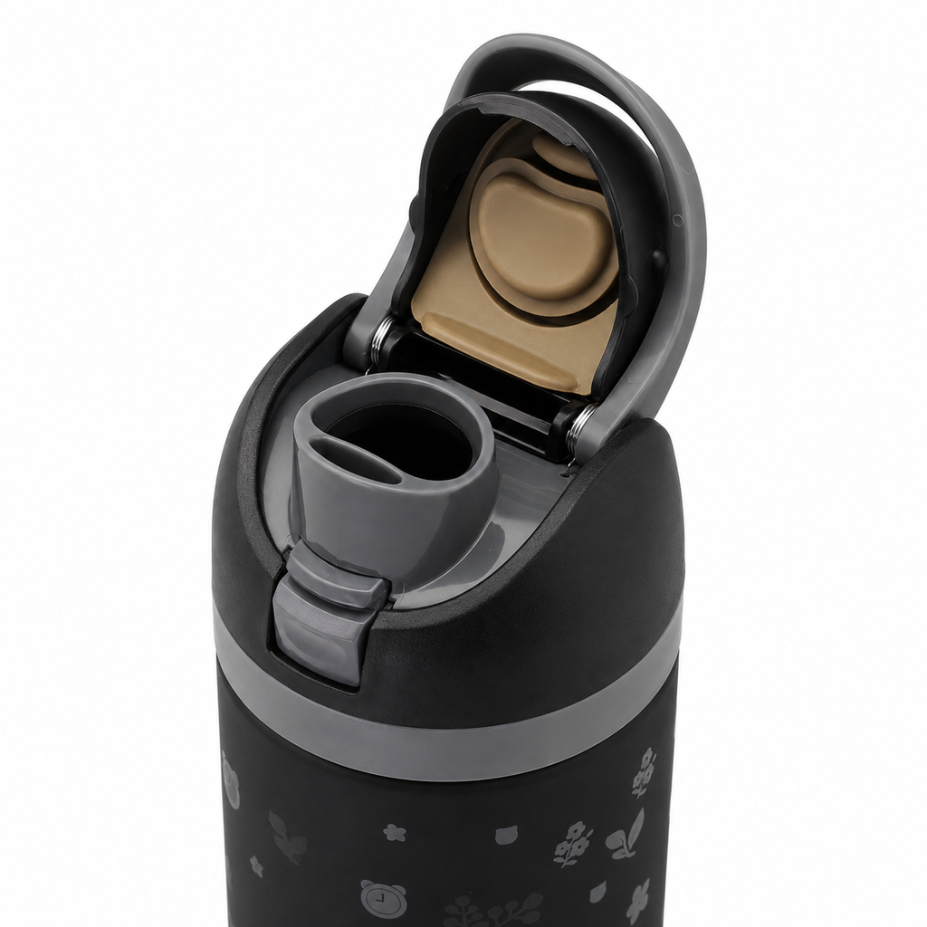 850ml 2-in-1 Straw & Spout Drinking Bottle – Matte Black & Grey