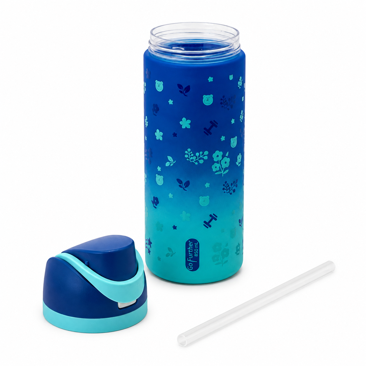 850ml 2-in-1 Straw & Spout Drinking Bottle – Royal Blue & Aqua