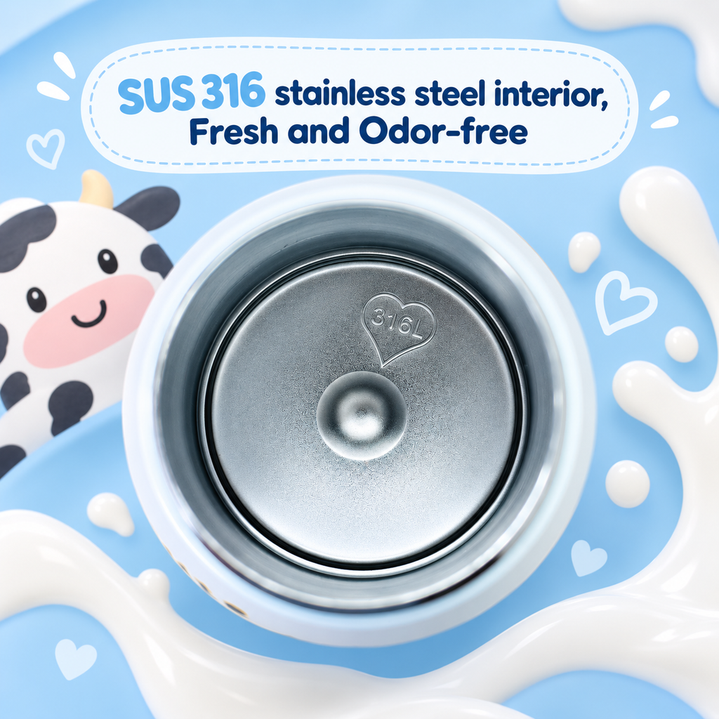 500ml Milk Moo Cow Insulated Bottle – Baby Blue