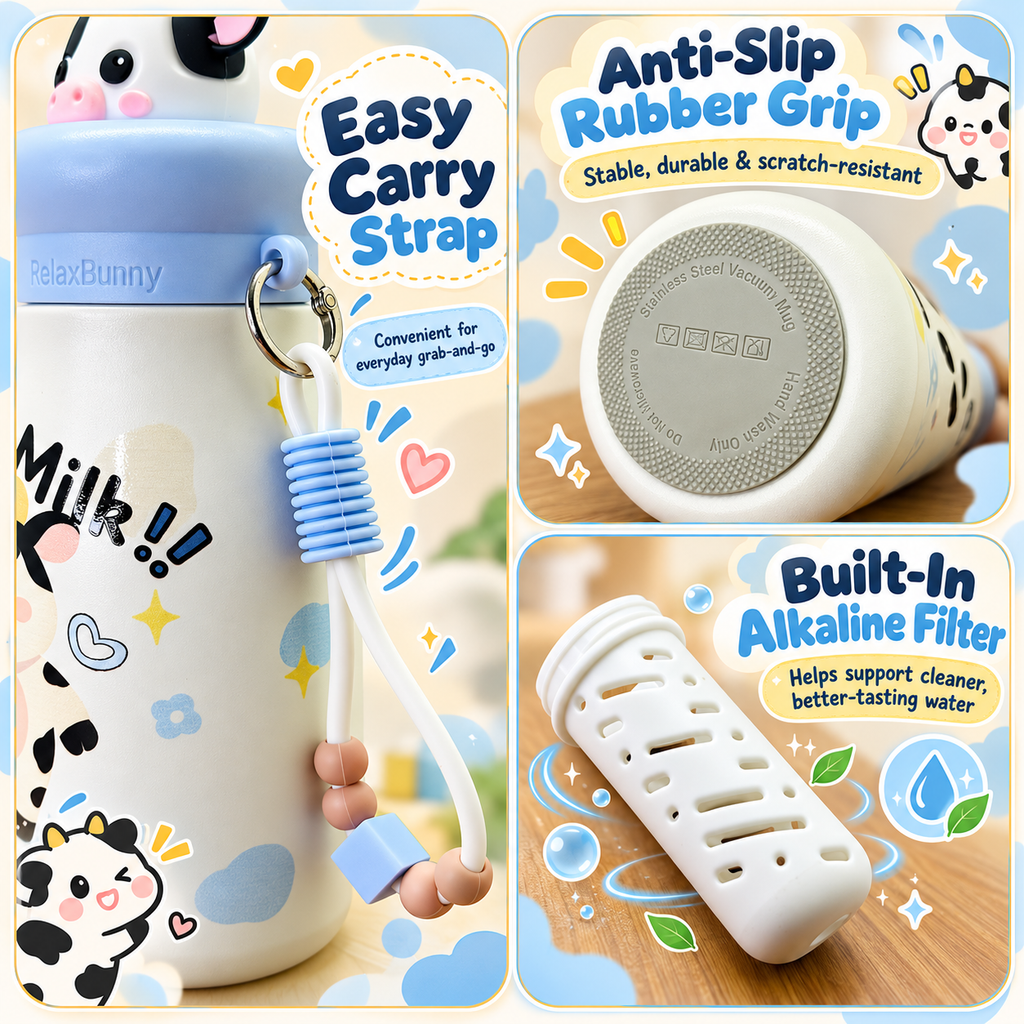 500ml Milk Moo Cow Insulated Bottle – Baby Blue