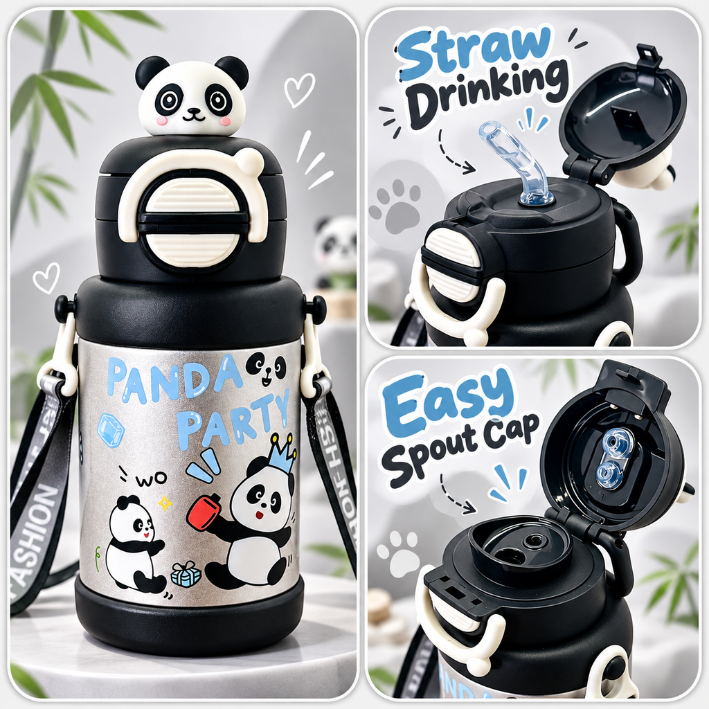 500ml Panda Party Kids Insulated Bottle