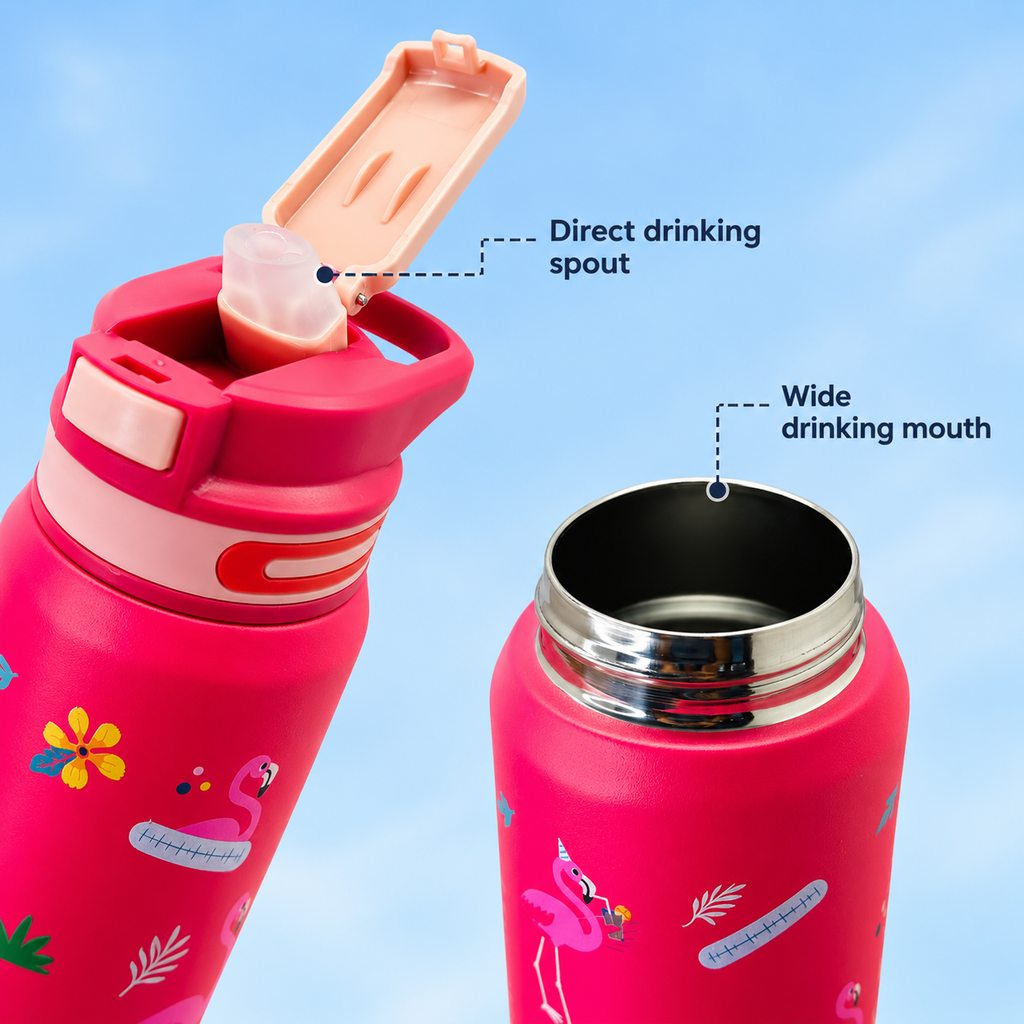 800ml Tropical Flamingo Insulated Bottle