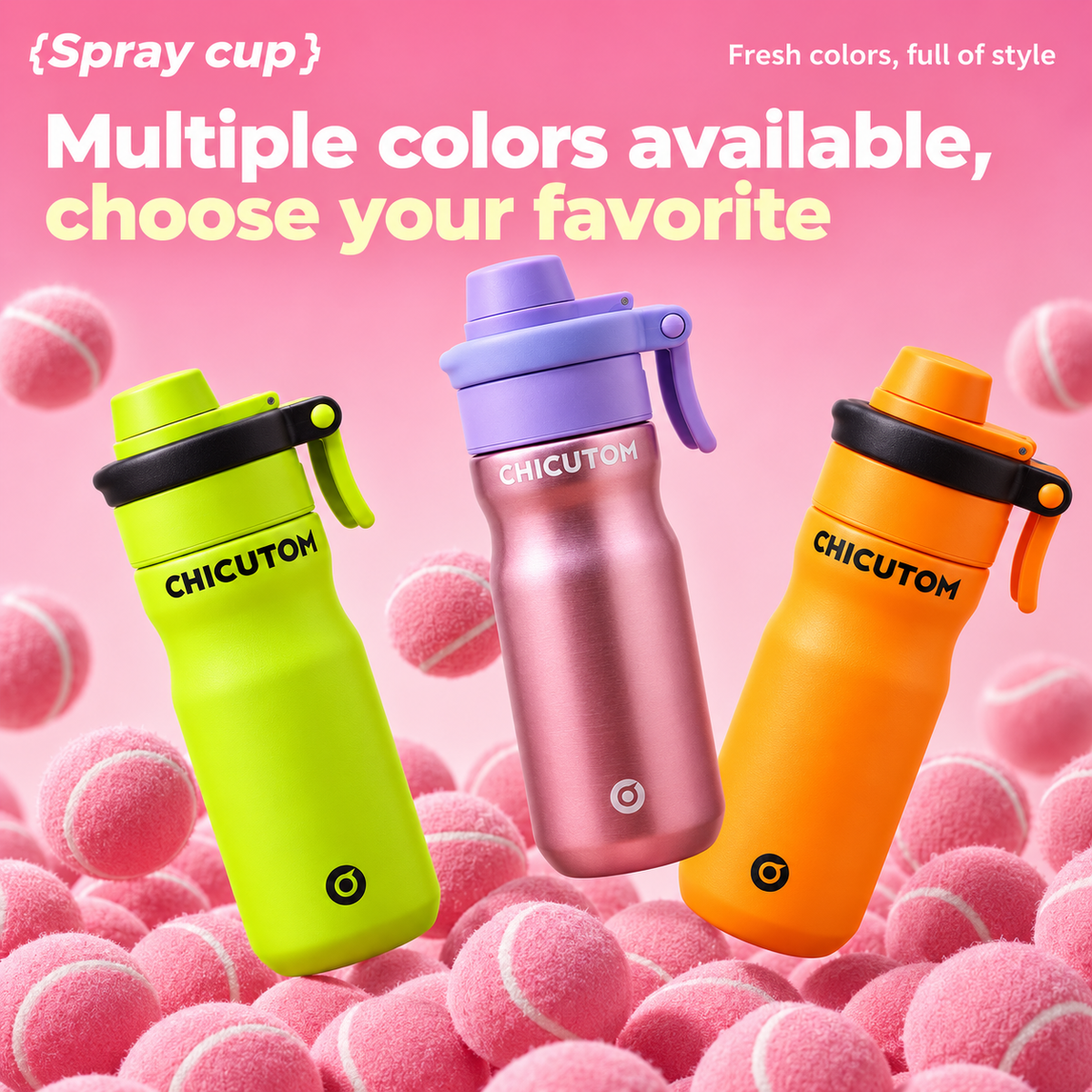 Chicutom® 650ml Mist Spray Insulated Bottle – Neon Lime Black