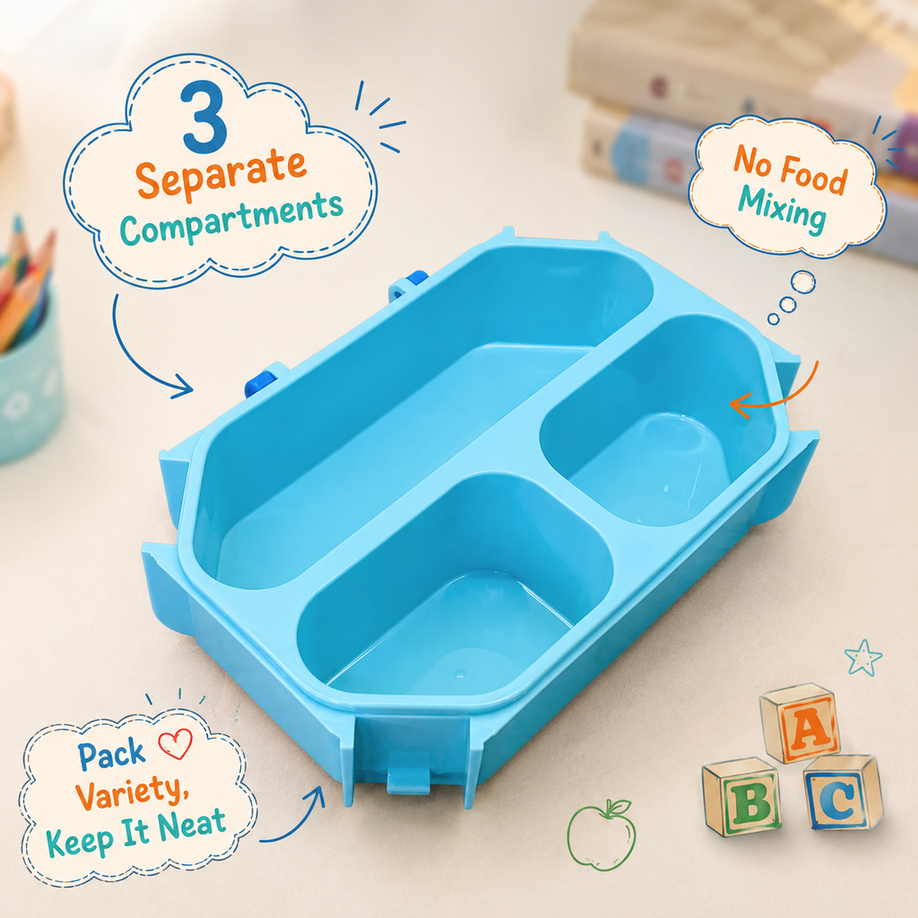 Alphabet Fun 3-Compartment Leak-Proof Kids Lunch Box with Handle