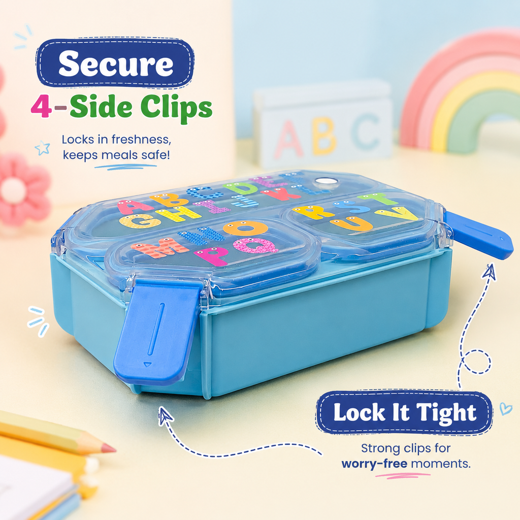 Alphabet Fun 3-Compartment Leak-Proof Kids Lunch Box with Handle