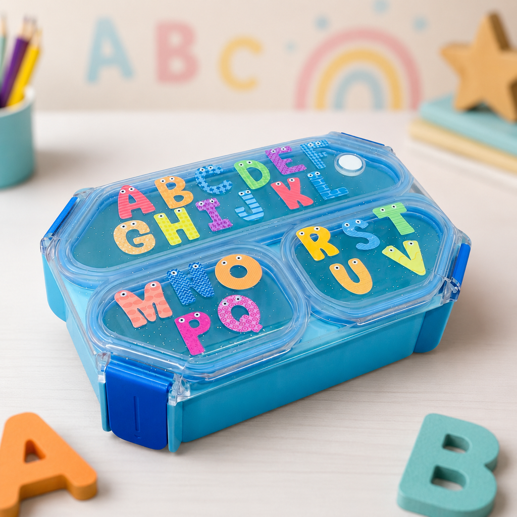 Alphabet Fun 3-Compartment Leak-Proof Kids Lunch Box with Handle