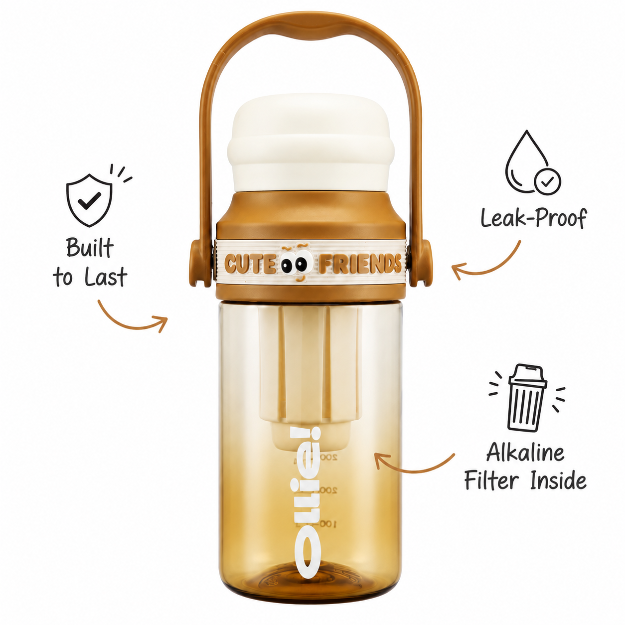 760ml Alkaline Filter Tumbler – Amber Brown