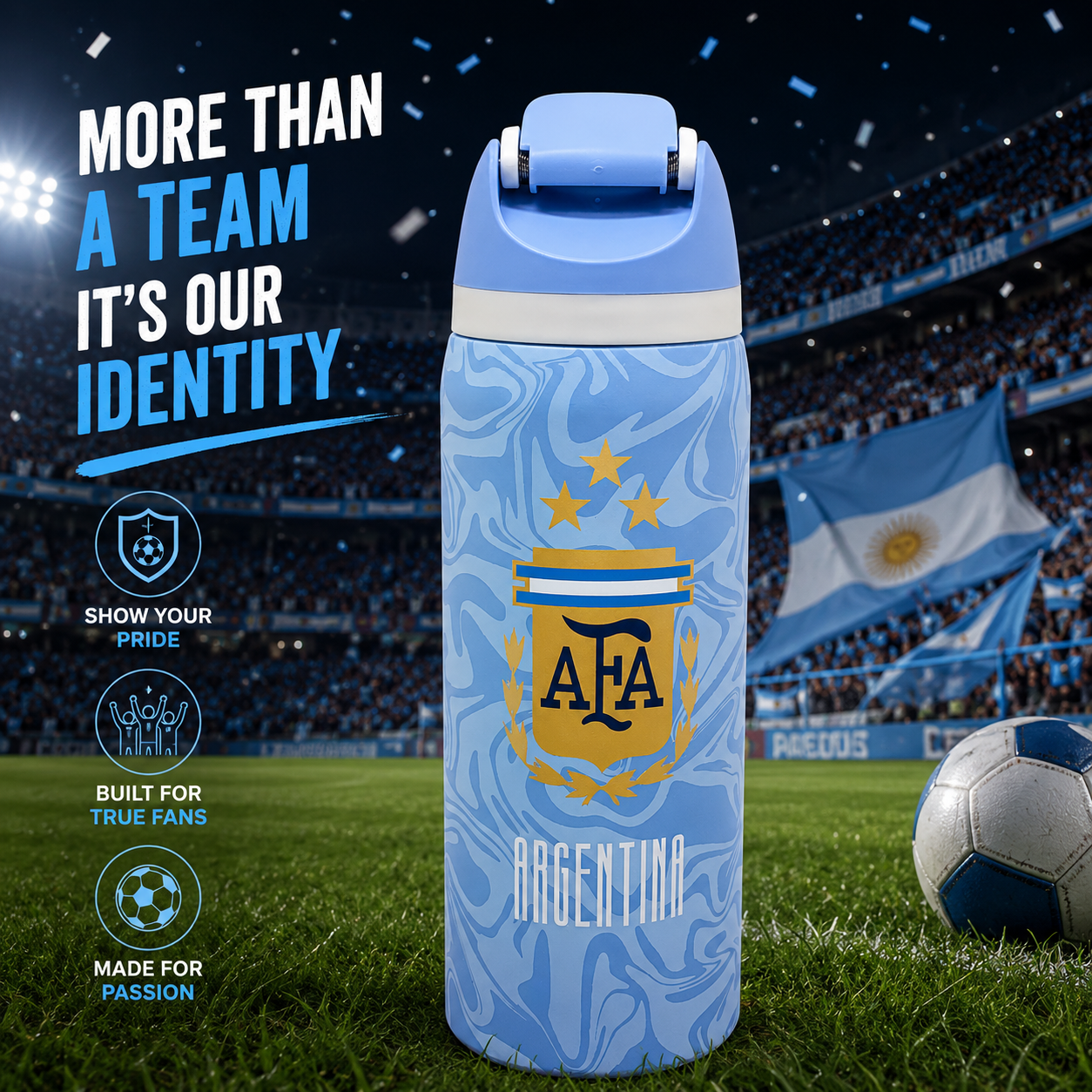 Messi Argentina 1000ml Insulated Bottle