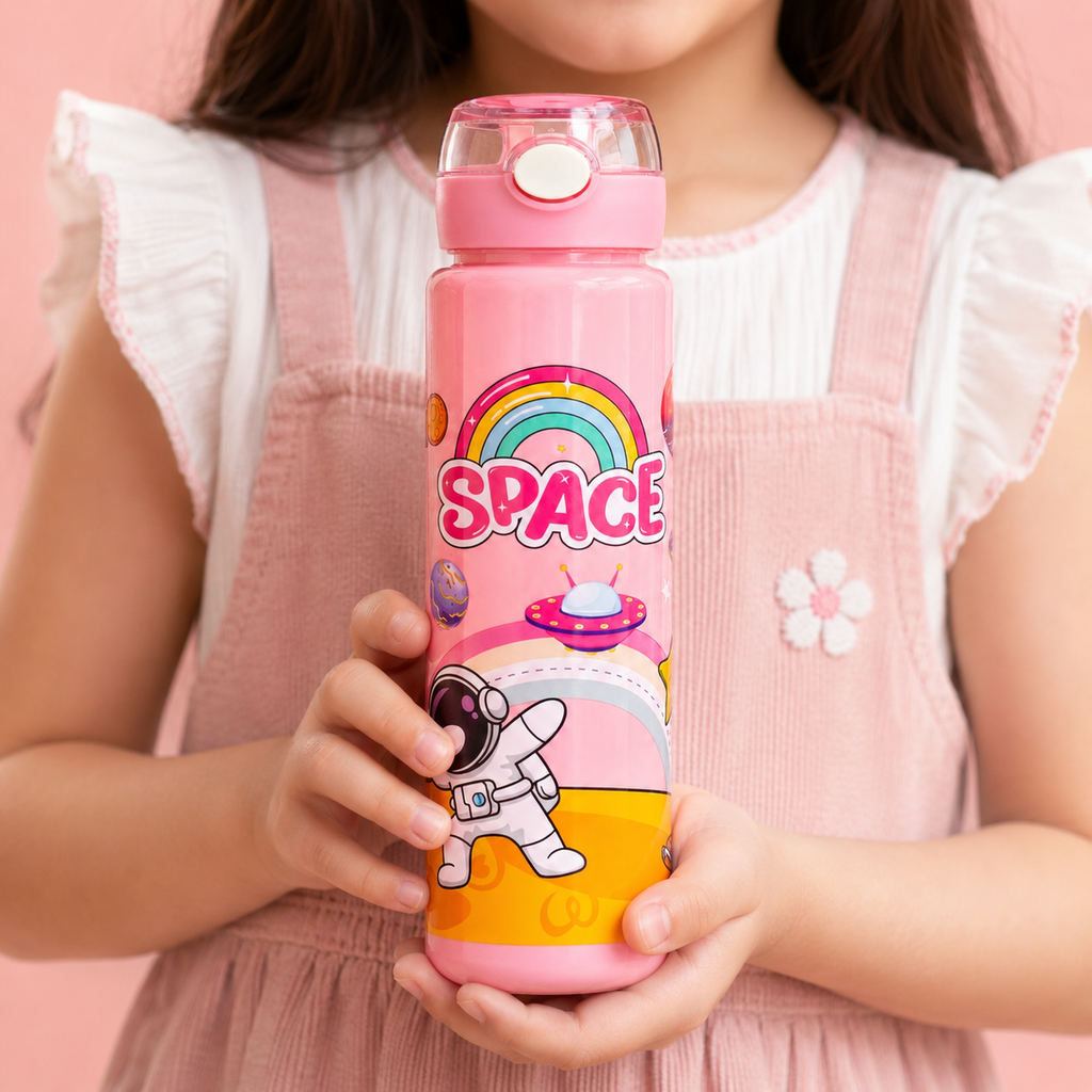 Cosmic Pink Space Astronaut 900ml Kids Sipper Bottle