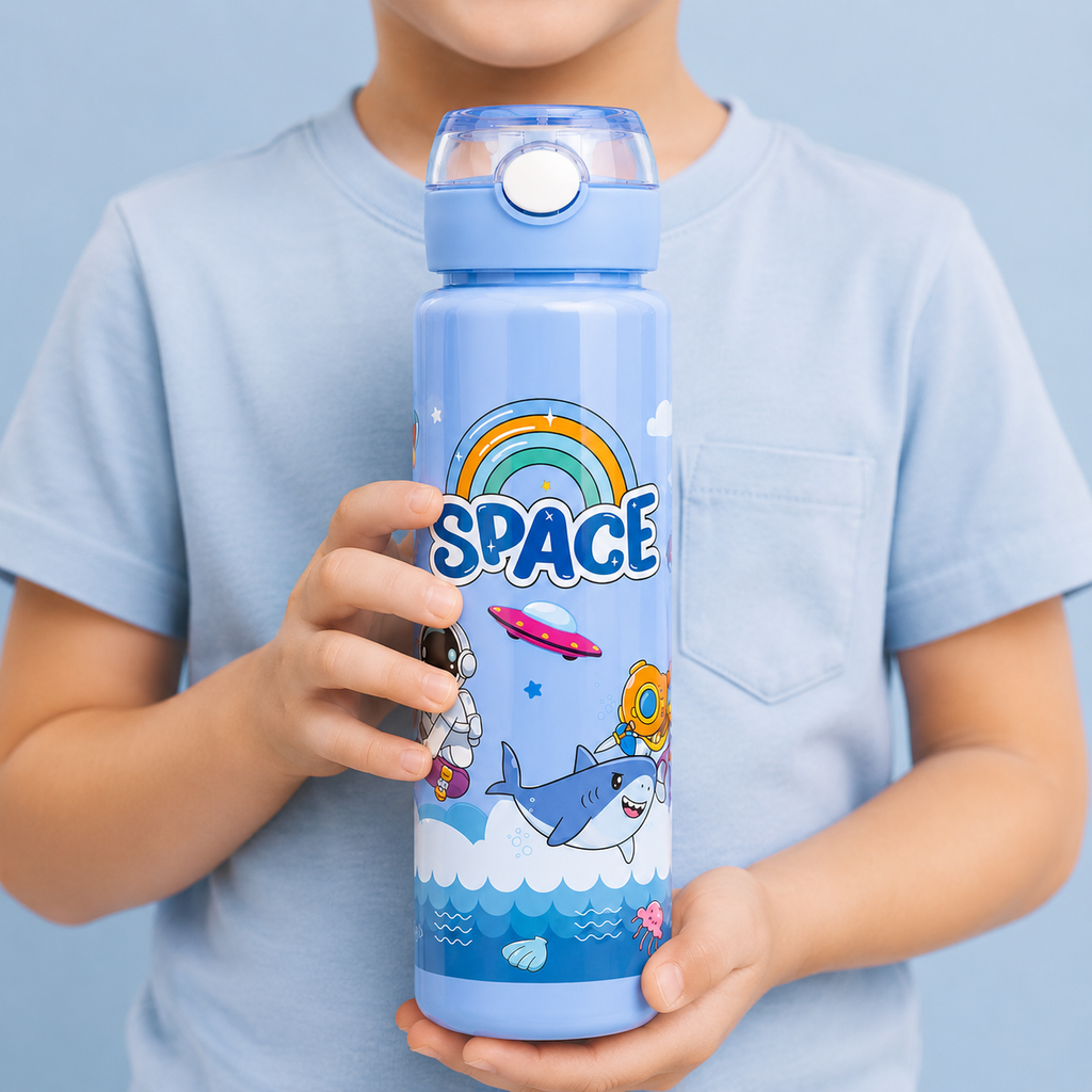 Royal Blue Space Astronaut 900ml Kids Sipper Bottle