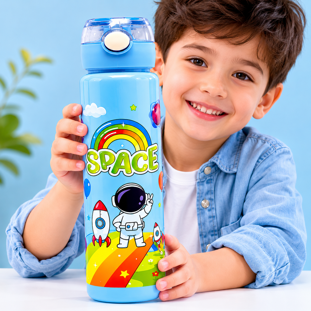 Sky Blue Space Astronaut 900ml Kids Sipper Bottle