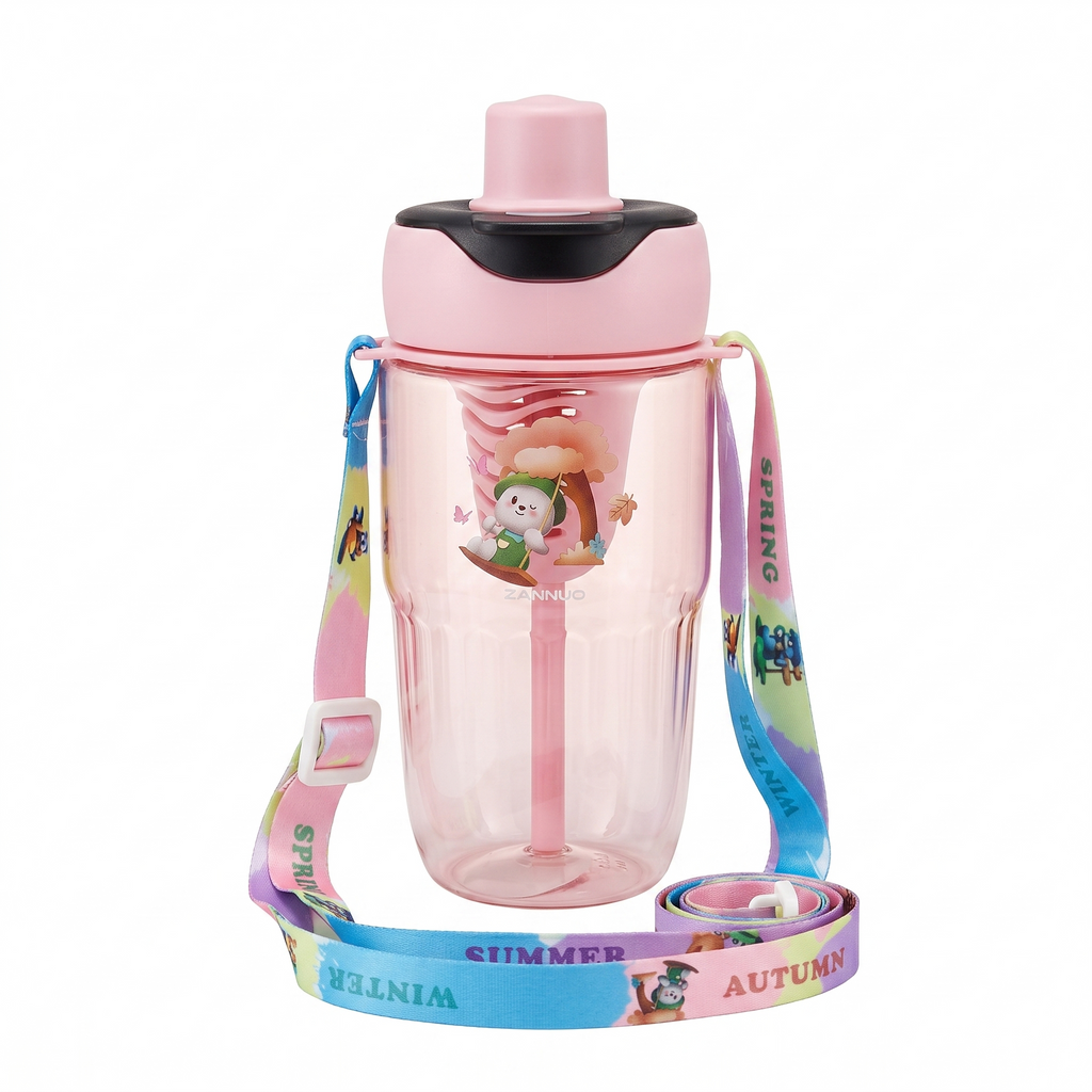 Autumn Garden Bear 2-in-1 Kids Water Bottle with Strap