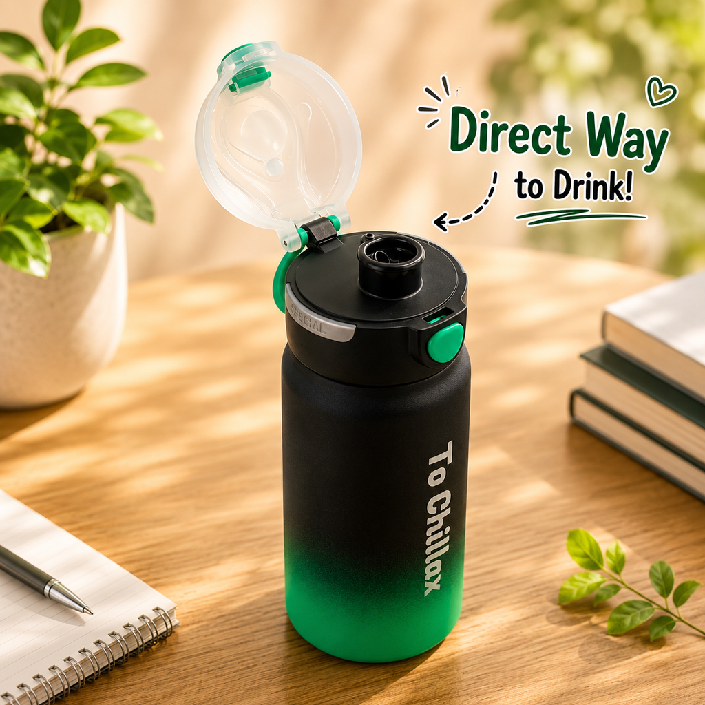 600ml Chillax Insulated Bottle – Black & Green
