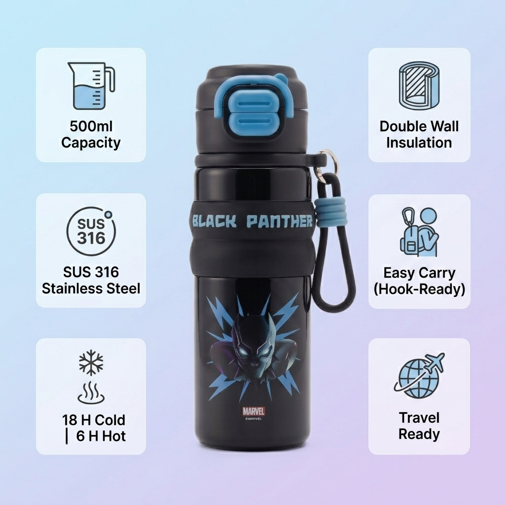 Black Panther 500ml Insulated Bottle
